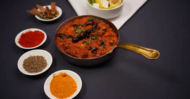 Paneer Saag with Cumin Rice and Pickled Onions