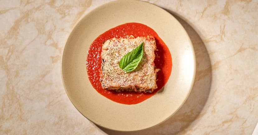 Baked Aubergine Parmigiana with Tomato & Basil