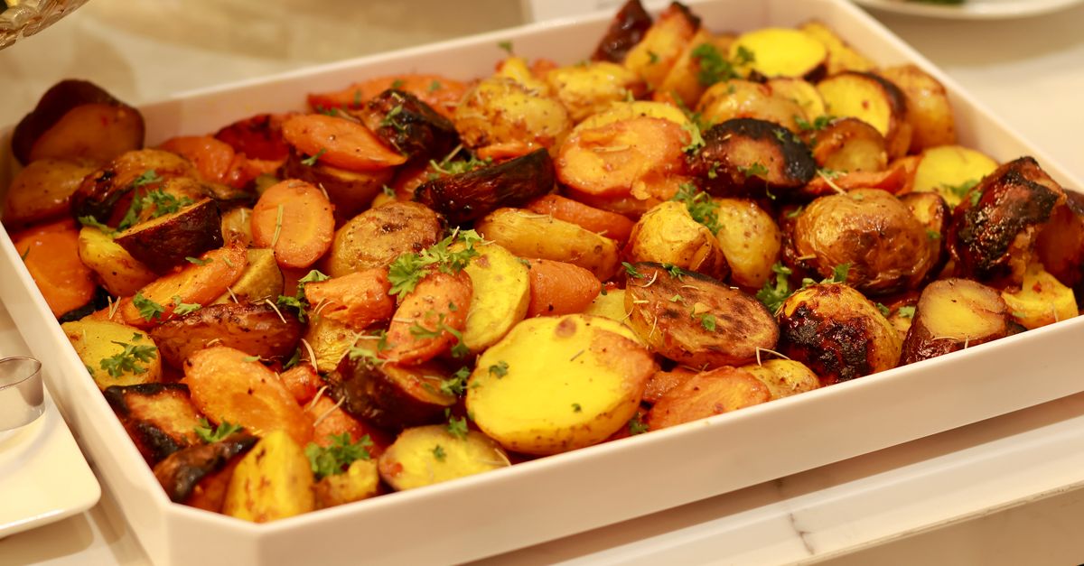 Smoked Paprika Roasted Root Vegetable & Quinoa Bowl with Tahini Drizzle